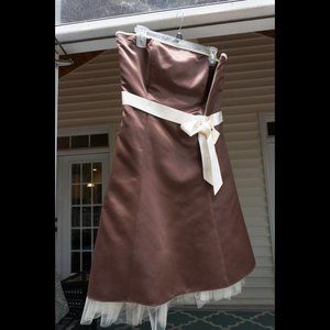 Strapless Brown Satin Jessica Mclintock Dress